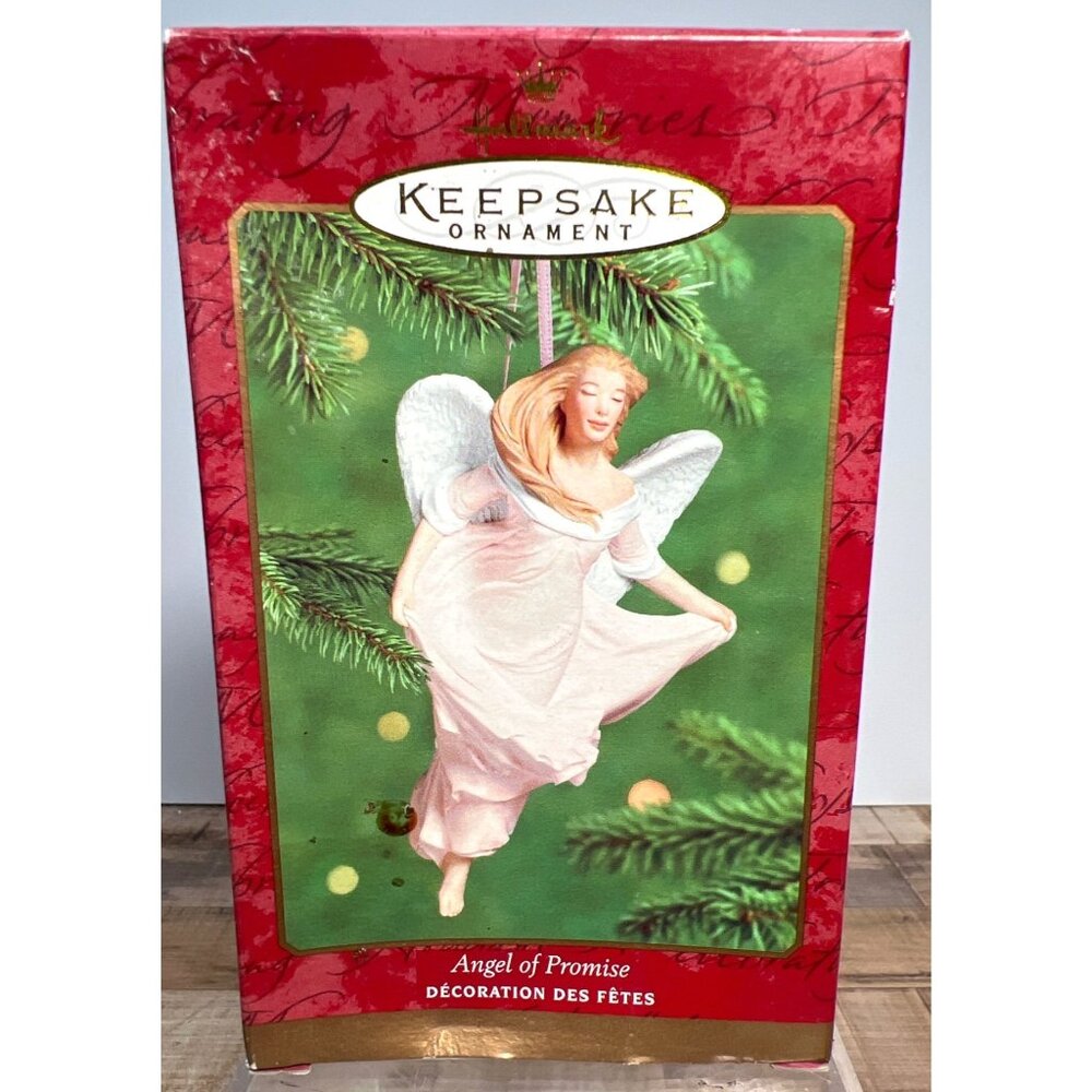 Hallmark Keepsake Ornament Angel Of Promise 2002 White & Pink Porcelain Christma